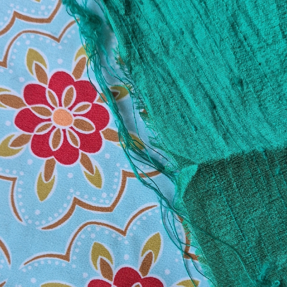 Dupioni Silk Fabric - Green, Pink, Orange/Pink Iridescent - Picture 15 of 16